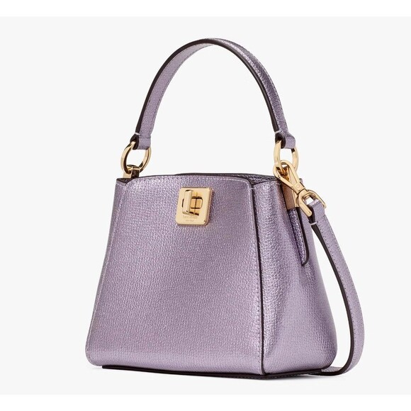 New Kate Spade Phoebe Metallic Mini Top Handle Crossbody Light Candied Flower - Picture 2 of 5